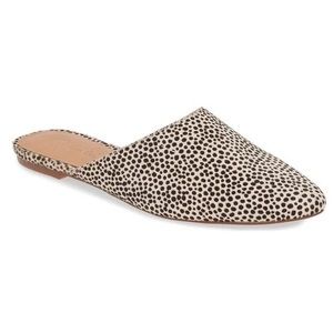 Madewell Remi Spotted Calf Hair Slip On Pointed Toe Mules Flats